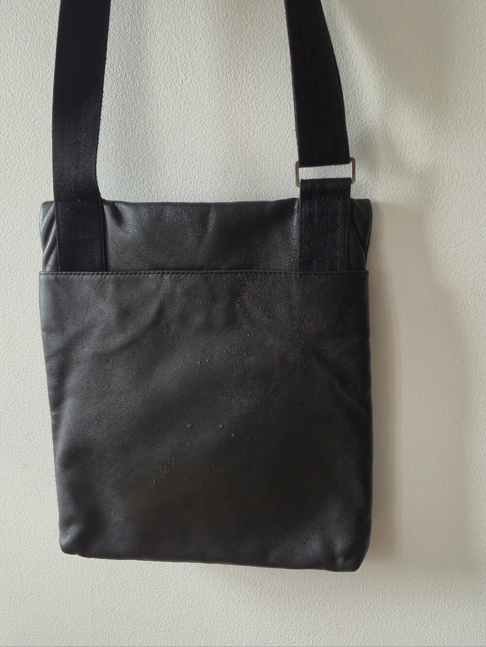 Lancaster Paris Black Leather Crossbody Bag Slim Messenger Purse Designer